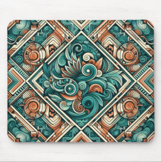 Tapis De Souris Turquoise et Motif en terre cuite d'inspiration az