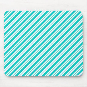 Tapis De Souris Turquoise et rayures blanches Mousepad de