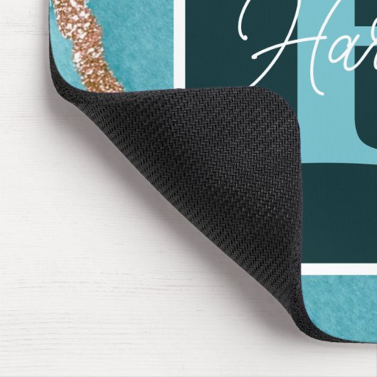 Tapis De Souris Turquoise &Gold Parties scintillant Alcool Encre M (Coin)