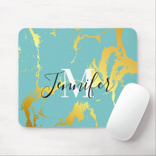 Tapis De Souris Turquoise Golden Foil