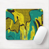 Tapis De Souris Turquoise jaune moutarde Abstrait (Avec souris)