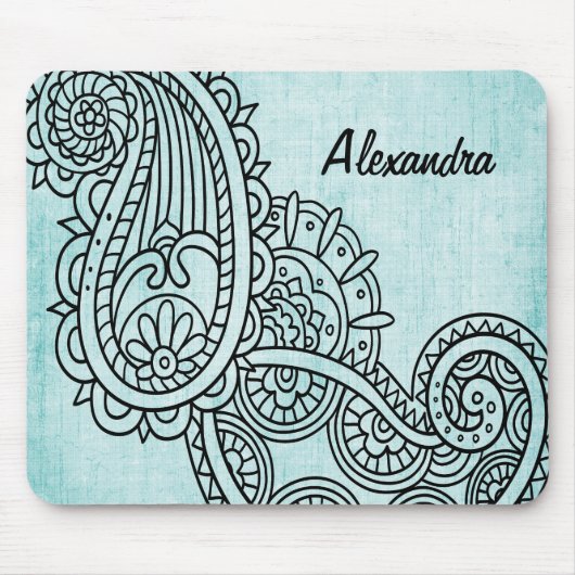 Tapis De Souris Turquoise Mehndi Motif Mousepad (Devant)