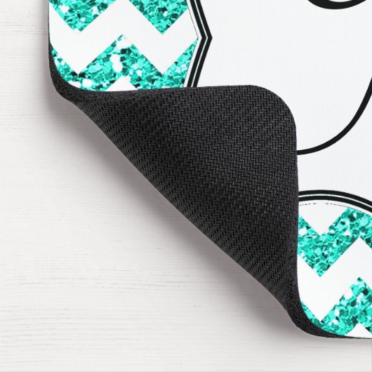 Tapis De Souris Turquoise moderne Chevron Monogramme initial Pad d (Coin)