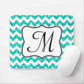 Tapis De Souris Turquoise moderne Chevron Monogramme initial Pad d (Avec souris)