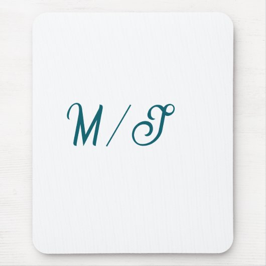 Tapis De Souris Turquoise monogramme nom de couple de mariés simpl (Devant)