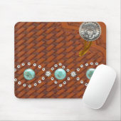 Tapis De Souris Turquoise Mousepad occidental de "Apache" de cuir (Avec souris)