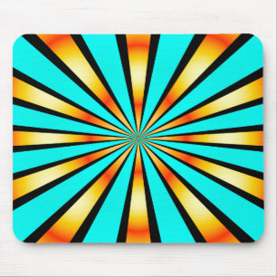 Tapis De Souris Turquoise orange noir Motif radial