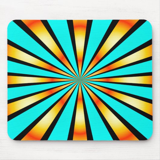 Tapis De Souris Turquoise orange noir Motif radial (Devant)