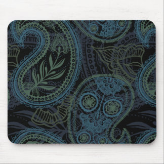 Tapis De Souris Turquoise romantique, bleu et vert Paisley