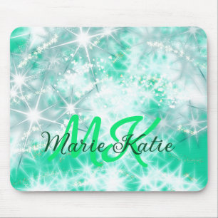 Tapis De Souris Turquoise sarcelle agate aqua monogramme ajouter l