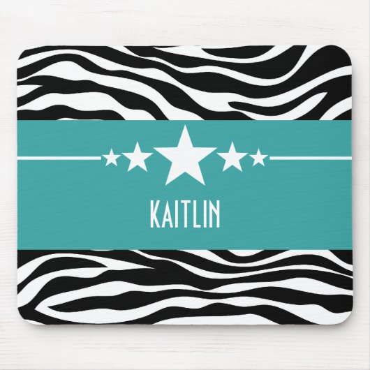 Tapis De Souris Turquoise Sassy Star Zebra Mousepad (Devant)