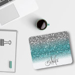 Tapis De Souris Turquoise Silver Ombre Parties scintillant Bling P<br><div class="desc">Cette conception ne contient pas de parties scintillant ou de séquences réelles. Il peut être personnalisé dans la zone fournie en modifiant la photo et/ou le texte. Vous pouvez également le customiser en cliquant sur Personnaliser ce Modèle, puis en choisissant l'option cliquer pour customiser et supprimer ou modifier la couleur...</div>