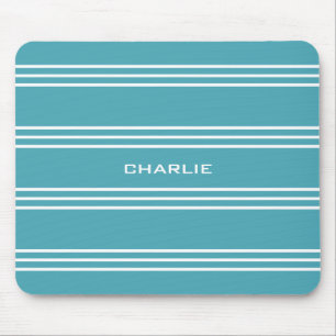 Tapis De Souris Turquoise Stripes personnalisé monogramme mousepad