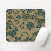Tapis De Souris Turquoise sur Tan Satin Damask (Avec souris)