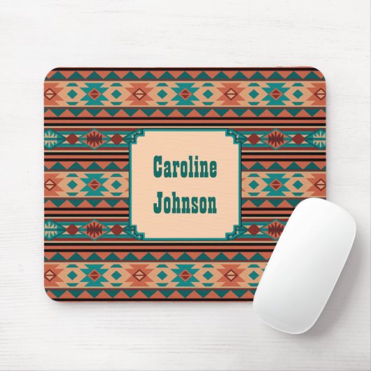 Tapis De Souris Turquoise Terracotta Monogram (Avec souris)