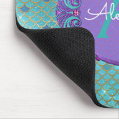 Tapis De Souris Turquoise vert et mauve Étalons de sirène Monogram (Coin)
