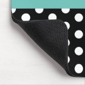 Tapis De Souris Turquoise vert noir blanc Polka Dot Monogramme (Coin)