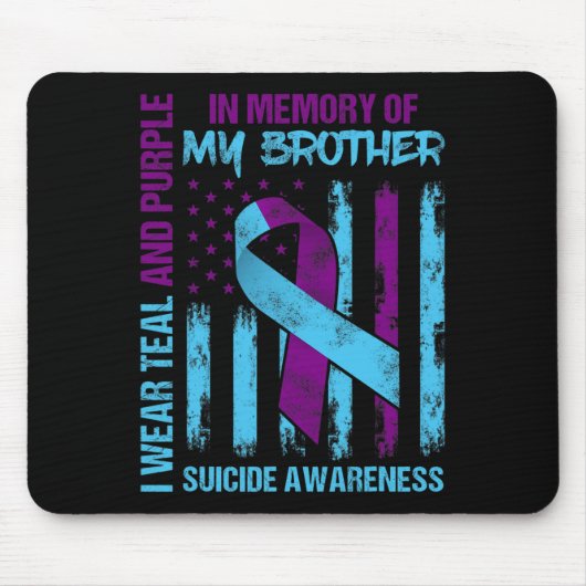 Tapis De Souris Turquoise Violet Ruban Suicide Sensibilisation Ind (Devant)
