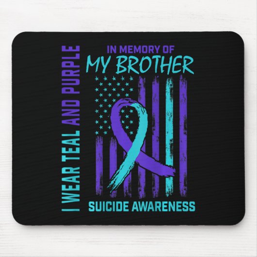 Tapis De Souris Turquoise Violet Ruban Suicide Sensibilisation Ind (Devant)