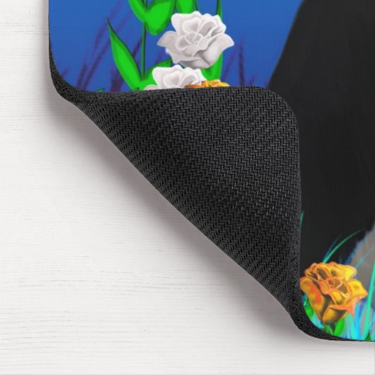 Tapis De Souris Tuxedo Cat avec Mousepad aux fleurs (Coin)