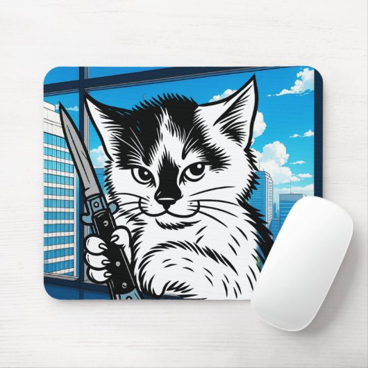 Tapis De Souris Tuxedo Cat Switchblade Mousepad by Phil Elmore (Avec souris)