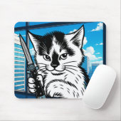 Tapis de souris Tuxedo Cat Switchblade par Phil El (Avec souris)