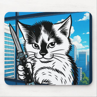 Tapis de souris Tuxedo Cat Switchblade par Phil El