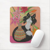 Tapis De Souris Tuxedo Chat avec Lilies (Avec souris)