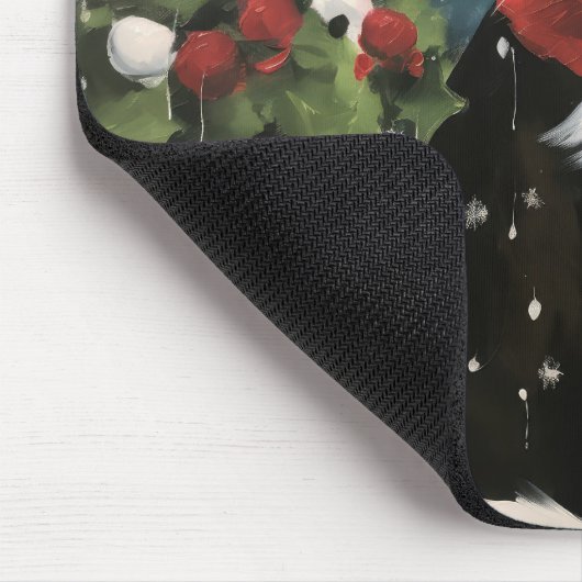 Tapis De Souris Tuxedo Chat en Noël de neige (Coin)