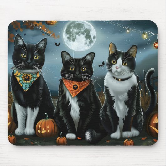 Tapis De Souris Tuxedo Chat Halloween Éffrayant (Devant)
