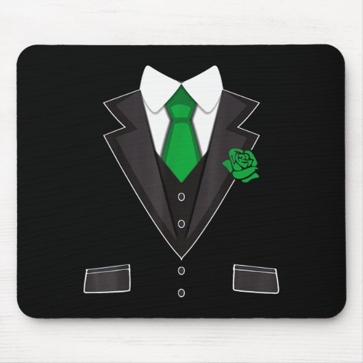 Tapis De Souris Tuxedo Costume Green Rose Tie Funny St. Patrick's (Devant)