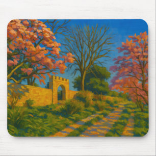 Tapis De Souris Twin Blossoms - Peinture sur le chemin de jardin p