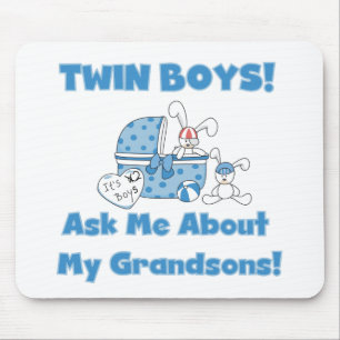 Tapis De Souris Twins-Ask About My Grandsons Tshirts and Gifts