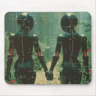 Tapis De Souris Two Androids Hand-in- Hand Mousepad