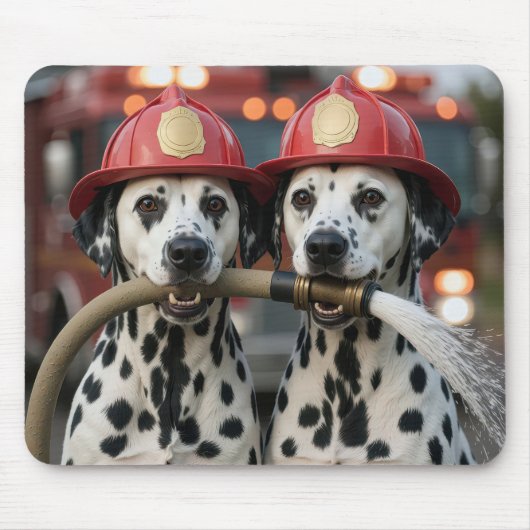 Tapis De Souris Two Dalmatian Dogs Holding a Fireman Hose (Devant)