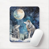 Tapis De Souris Two Wolves in Winter (Avec souris)