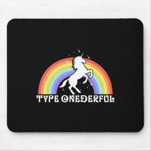 Tapis De Souris Type OnederType 1 Diabète Unicorne Arc en ciel Awa