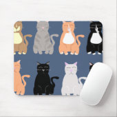 Tapis De Souris Types de races de chats amusants Art Motif de dess (Avec souris)