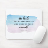 Tapis De Souris typographie aquarelle Psaumes Bible Verse Citation (Avec souris)