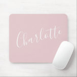 Tapis De Souris Typographie Chic Script Personnalisé Fille Rose<br><div class="desc">Chic Script Typography Personalized Girly Pink Mouse Pad</div>