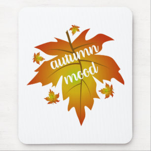 Tapis De Souris Typographie de l'humeur d'automne feuille d'érable