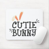Tapis De Souris Typographie de Pâques de Bunny Cutie Simple | Mous (Avec souris)