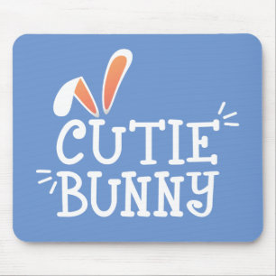 Tapis De Souris Typographie de Pâques de Bunny Cutie Simple Mous
