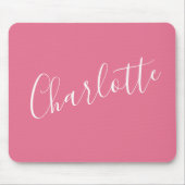 Tapis De Souris Typographie de script chic mignon Nom rose vif  (Devant)