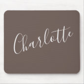 Tapis De Souris Typographie de script élégant Café Brown Nom perso (Devant)