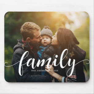 Tapis De Souris Typographie de script "famille" superposer photo p