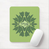 Tapis De Souris Typographie esthétique Feuille du printemps vert (Avec souris)
