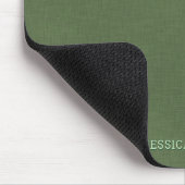 Tapis De Souris Typographie personnalisable en lin vert forêt (Coin)