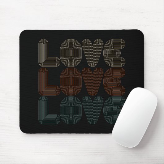 Tapis De Souris Typographie simple d'amour rétro Valentine | Mouse (Avec souris)