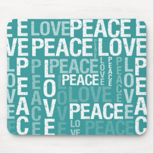 Tapis De Souris Typographie turquoise de paix d'amour